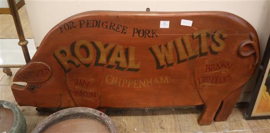 A painted wood butchers sign W.122cm